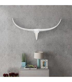 Cabeza de toro de aluminio decorativa para pared 96 cm plateada