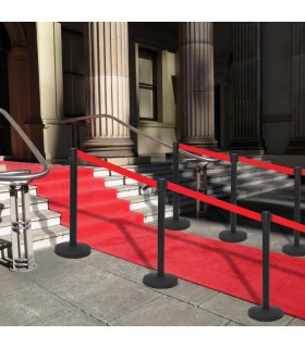 Barrera de cinta tipo aeropuerto con soportes acero negro