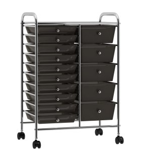 Carrito de almacenaje portátil XXL 15 cajones plástico negro