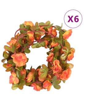 Guirnaldas de flores de Navidad 6 uds naranja 250 cm