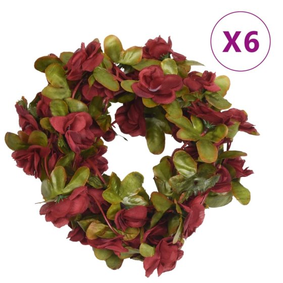 Guirnaldas de flores de Navidad 6 uds rojo tinto 250 cm
