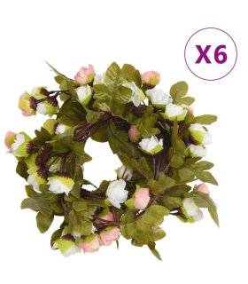 Guirnaldas de flores de Navidad 6 uds champagne 215 cm