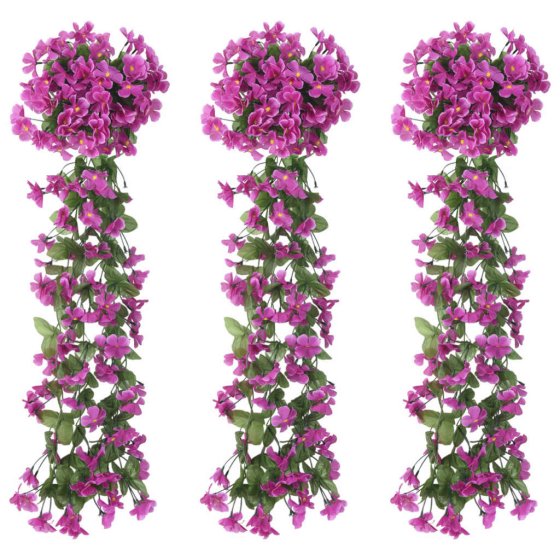 Guirnaldas de flores de Navidad 3 uds morado claro 85 cm