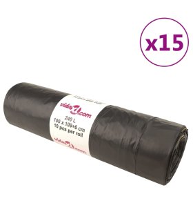 Bolsas de basura con cierre de cordón 150 unidades negras 240 l