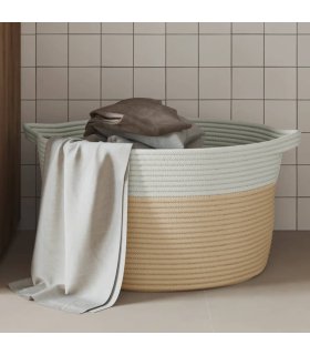 Cesta de almacenaje algodón beige y blanco Ø40x25 cm