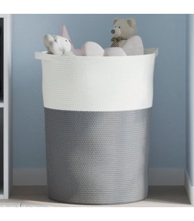 Cesta de almacenaje algodón gris y blanco Ø49x65 cm