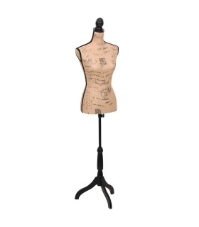 Maniquí de busto de mujer de yute marrón y negro