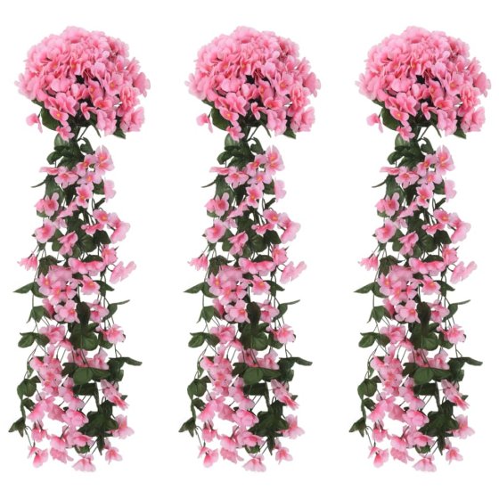 Guirnaldas de flores de Navidad 3 uds rosa 85 cm