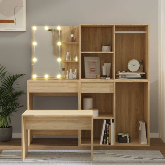 Juego de tocador LED - Madera contrachapada