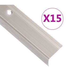 Perfiles de peldaños forma de L 30 uds aluminio champán 67 cm