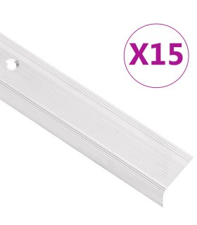Perfiles de peldaños forma de L 30 uds aluminio plata 67 cm