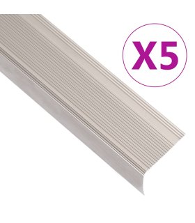 Perfiles de peldaños forma de L 5 uds aluminio champán 67 cm