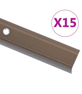 Perfiles de peldaños forma de L 30 uds aluminio marrón 67 cm