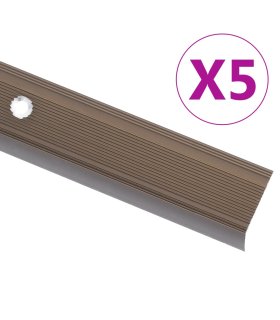Perfiles de peldaños forma de L 10 uds aluminio marrón 67 cm
