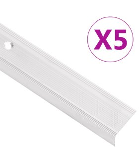 Perfiles de peldaños forma de L 10 uds aluminio plata 67 cm