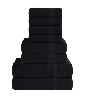 Juego de toallas 8 piezas 100% algodón negro 360 gsm