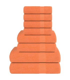 Juego de toallas 8 piezas 100% algodón naranja 360 gsm