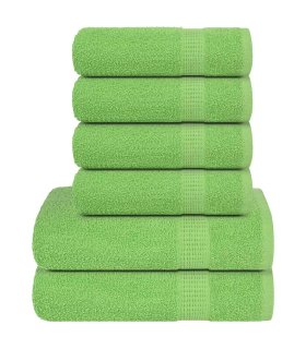 Juego de toallas 6 piezas 100% algodón verde 360 gsm