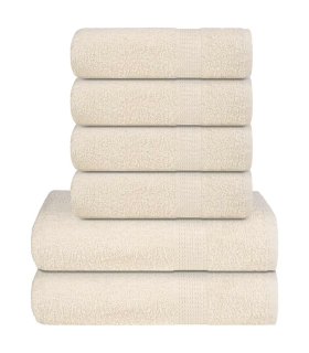Juego de toallas 6 piezas 100% algodón crema 360 gsm