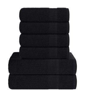 Juego de toallas 6 piezas 100% algodón negro 360 gsm