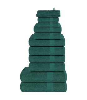 Juego de toallas 12 piezas 100% algodón verde 360 gsm