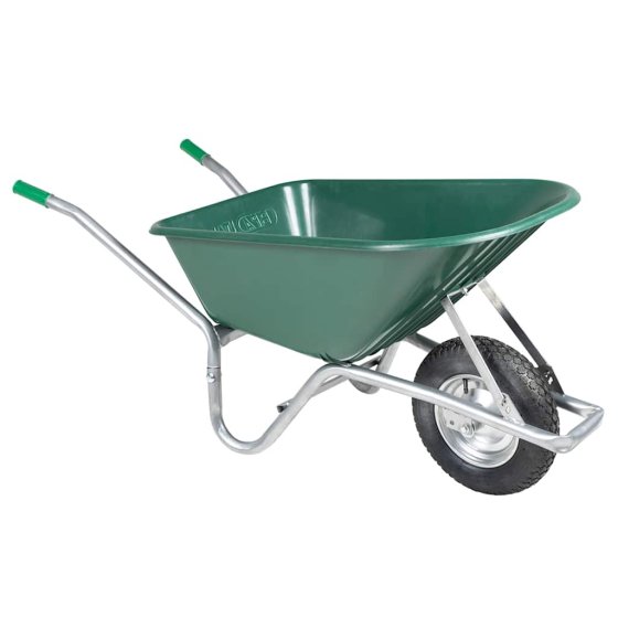 Carretilla verde 90 L 150 kg acero galvanizado y plástico