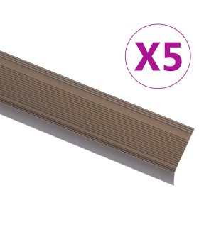 Perfiles de peldaños forma de L 5 uds aluminio marrón 100 cm