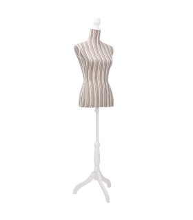 Maniquí de busto de mujer algodón blanco con rayas