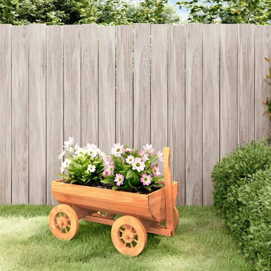 Carreta decorativa madera maciza de abeto 70x43x54 cm