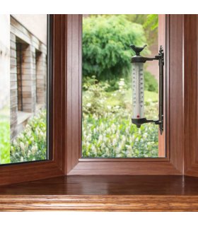 Esschert Design Termómetro de pared marrón de hierro fundido