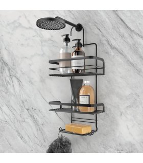 Metaltex Estante para ducha de 3 niveles negro