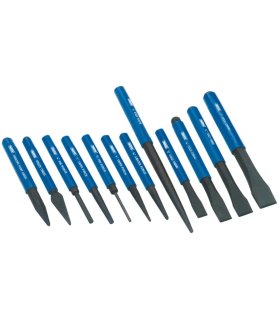 Draper Tools Juego cincel y punzón 12 piezas azul 26557