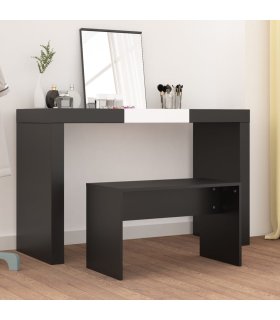 Taburete de vestidor madera contrachapada negro 70x35x45 cm