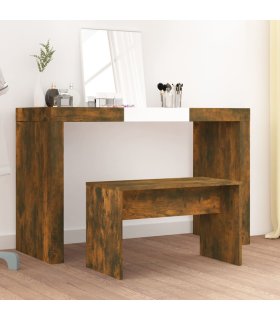 Taburete de tocador contrachapada roble ahumado 70x35x45 cm