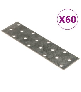 Placas perforadas 60 uds acero galvanizado 2 mm 160x40 mm