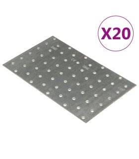 Placas perforadas 20 uds acero galvanizado 2 mm 200x120 mm