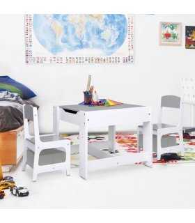 Mesa infantil con 2 sillas MDF blanco