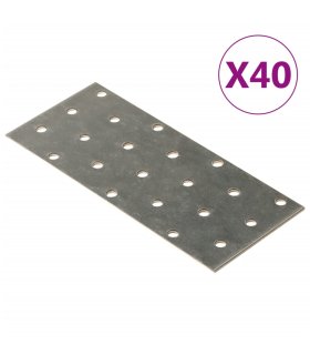 Placas perforadas 40 uds acero galvanizado 2 mm 140x60 mm