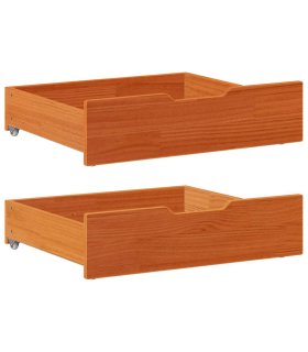 Cajones debajo cama 2 uds madera maciza pino marrón 65x55x17 cm
