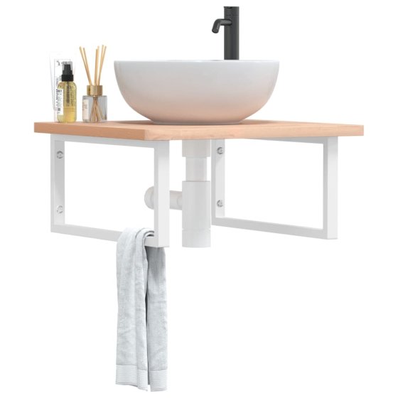 Soportes estante de lavabo 2 uds rectangular acero blanco