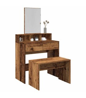Taburete vestidor madera contrachapada madera vieja 70x35x45 cm