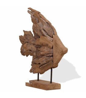 Escultura de pez de teca 40x12x57 cm