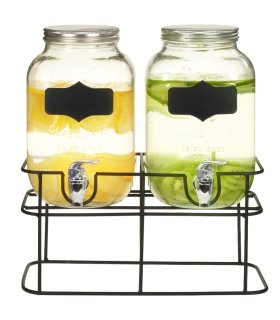 Dispensadores de bebida con soporte 2 unidades vidrio 2 x 4 L