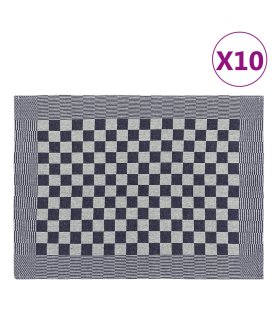 Paños de cocina 10 uds algodón azul y blanco 50x70 cm