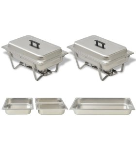 Set calentador de comida para buffet 2 piezas acero inoxidable