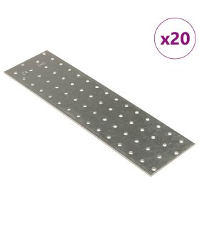 Placas perforadas 20 uds acero galvanizado 2 mm 300x80 mm