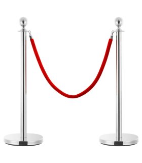 Cuerda para poste de control de masas terciopelo rojo plateado