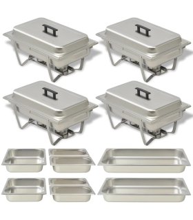 Set calentador de comida para buffet 4 piezas acero inoxidable