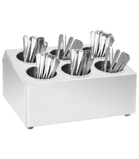 Soporte para cubiertos 6 rejillas acero inoxidable cuadrado