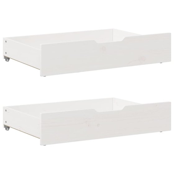 Cajones debajo cama con ruedas 2 uds madera maciza pino blanco